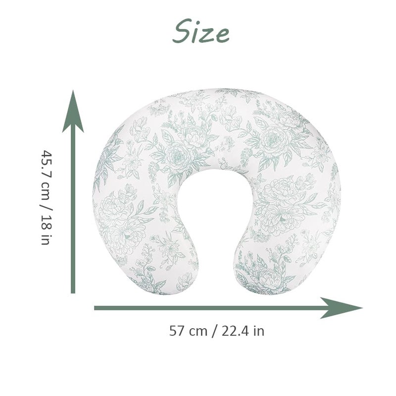 DAYEEBALL Nursing Pillow Cover, Removable Nursing Covers for Breastfeeding Pillows, Stretchy and Soft Fit for Baby Girls Boys Newborn, Green Flower (Only Cover) - Image 3